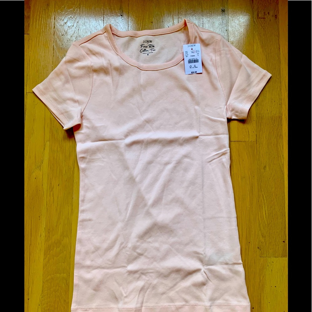 NWT J.Crew Factory Blush Fine Rib Cotton Tee